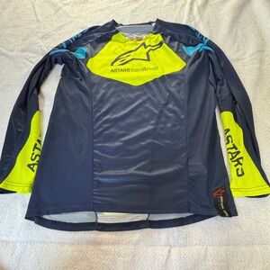 Alpinestars Motocross Jersey Mens Small Navy Neon Yellow One Goal One Vision